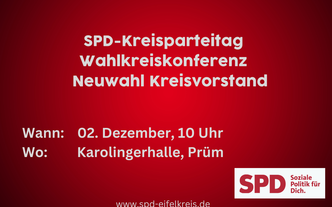 Kreisparteitag und Wahlkreiskonferenz am 2. Dezember – 10 Uhr