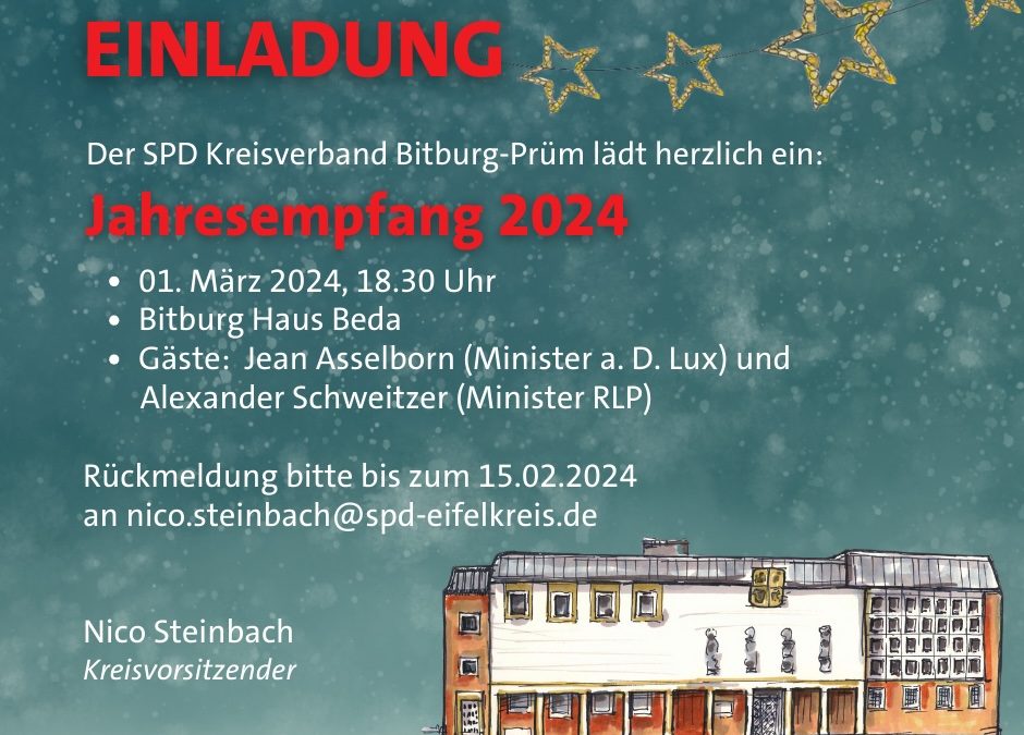 Jahresempfang 2023 – Der SPD Kreisverband Bitburg-Prüm lädt herzlich ein!